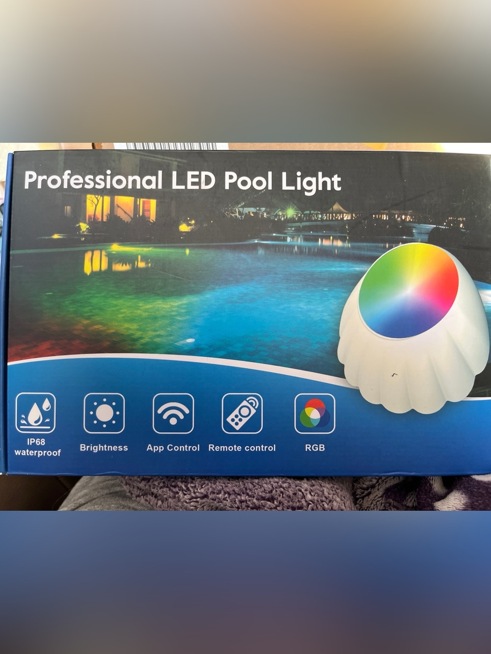 Brightown Smart Submersible LED Pool Lights 10W RGB Music Sync Remote IP68 Blue